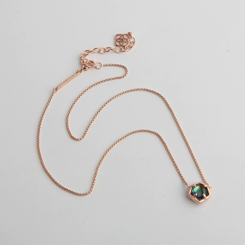 Kendra Scott Rose Gold Abalone Shell Geometric Pendant Choker